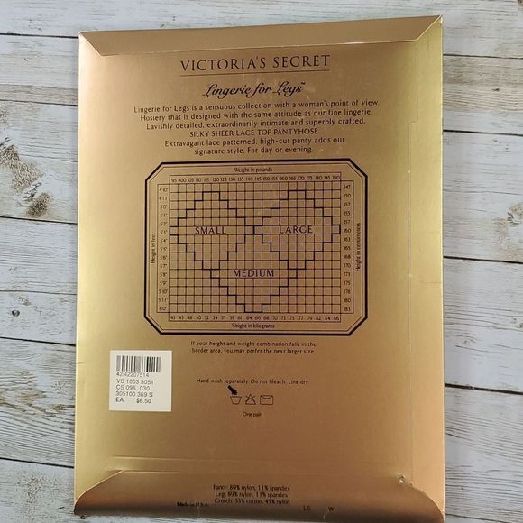 Vintage NEW VICTORIA'S SECRET Naked Neutral Lace Top Pantyhose Stockings Small - Picture 2 of 7